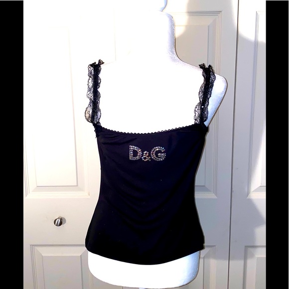 D&G VINTAGE
RHINESTONES SEQUINS LACE
SILK STRETCH TOP
SIZE (L) BLACK - Picture 3 of 11
